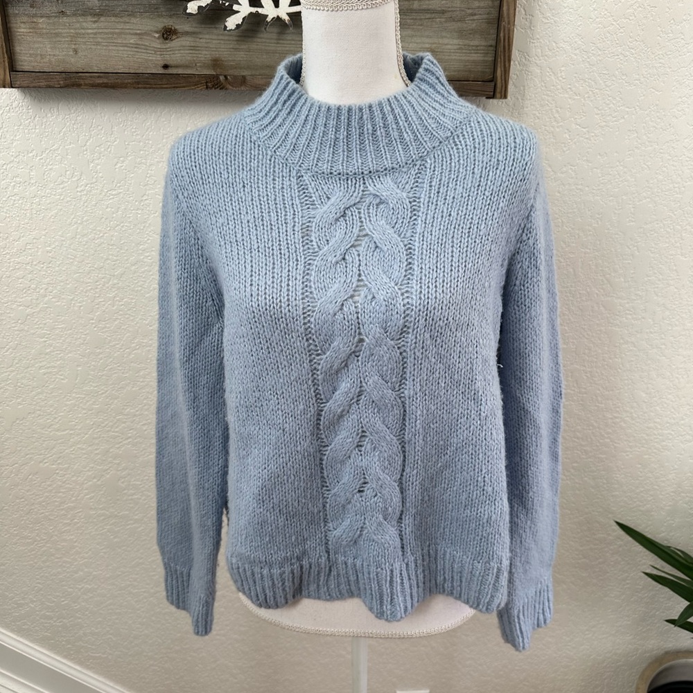Madewell Bayfront light blue alpaca wool blend mock neck sweater ladies Large‎
